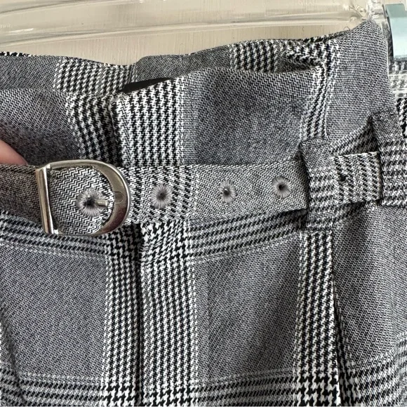 Express Gray Plaid High Rise Wide Leg Trouser Pants - Picture 4 of 6